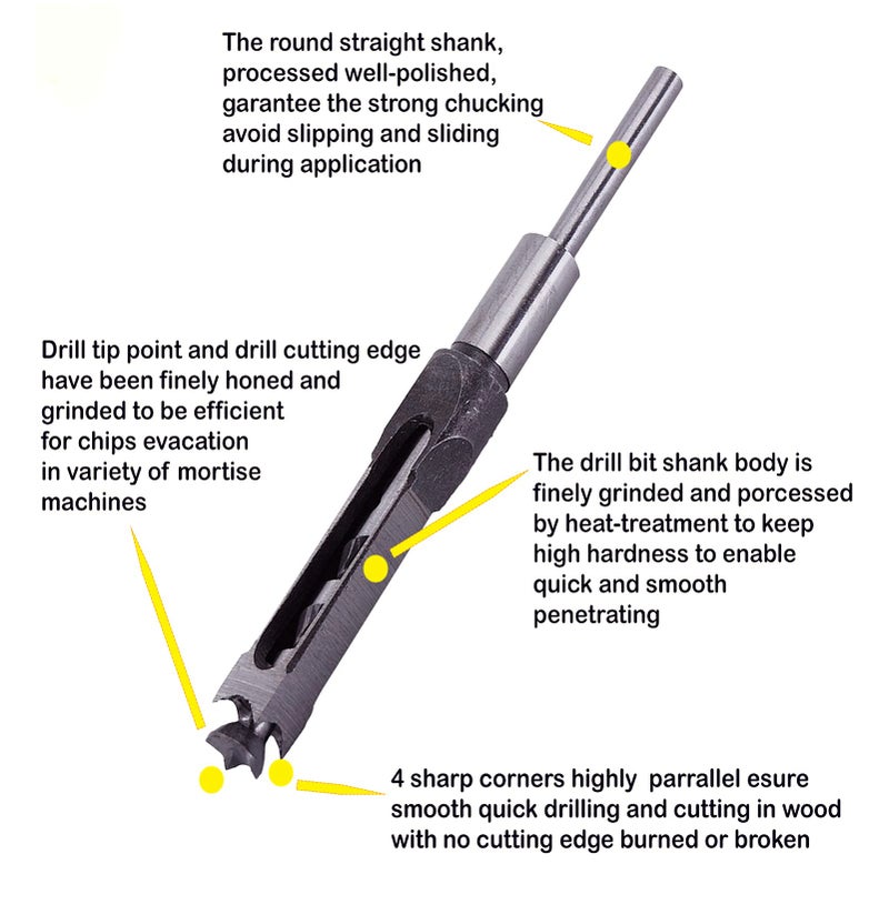 MAX-CRAFT Wood Square Hole Mortise Chisel Bit 1 in. Woodworking Drill Bit Hole Cutter - Image 3